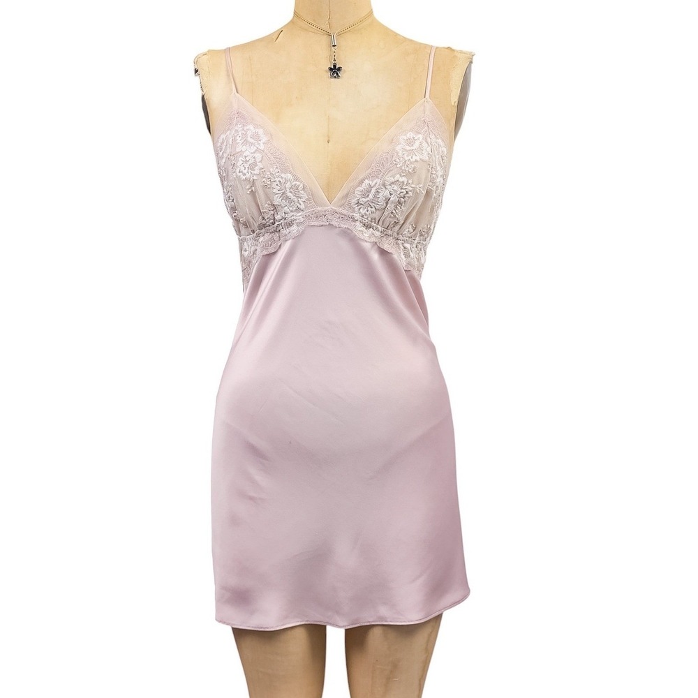 90s Ethereal Lace Trim Babydoll Chemise Slip Romantic Angelic Flora Nikrooz S